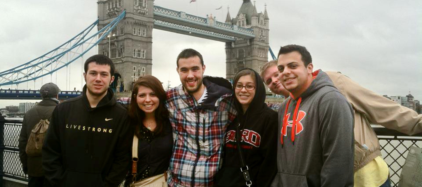Students in front of London Bridge